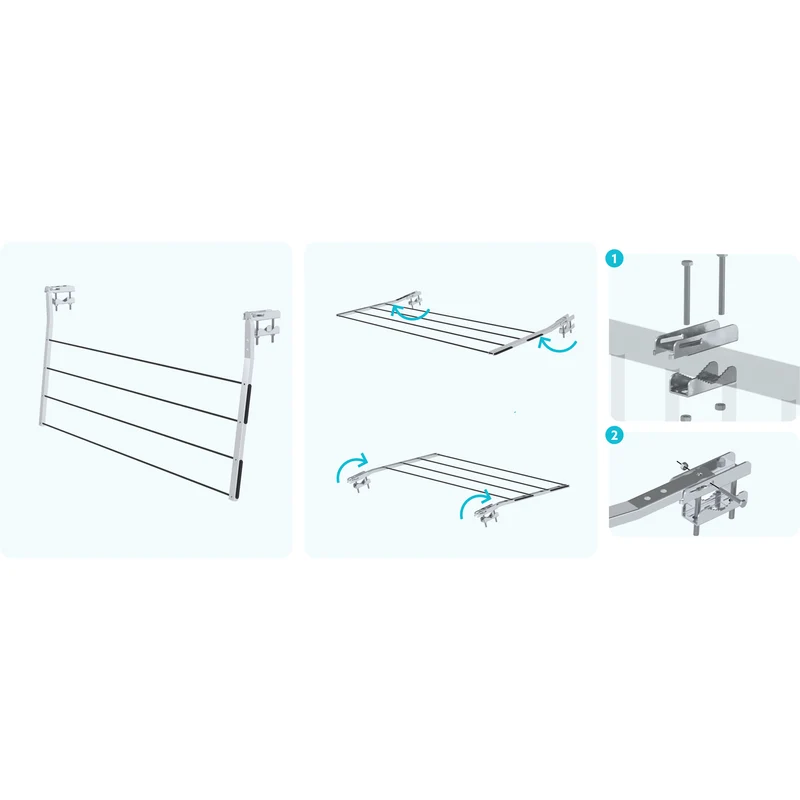 Colombo BALCONY – Balkonhalterungen für Wäscheleinen, 3 Positionen, bis 15 kg, verzinkter Stahl, Made in Italy