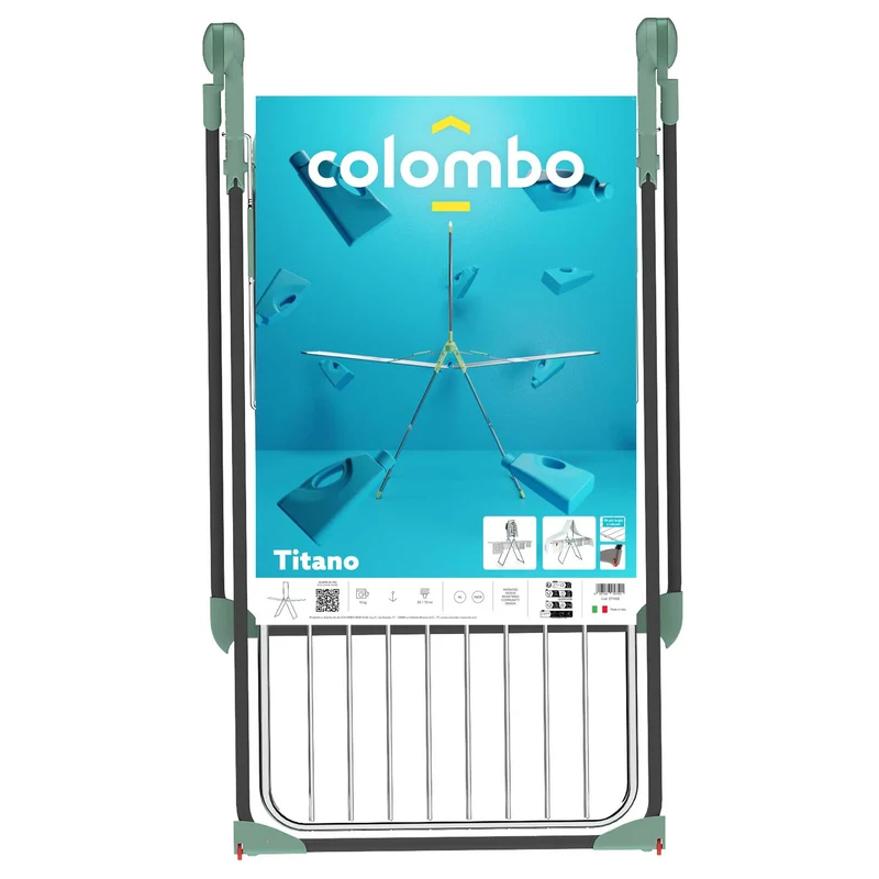 Colombo Titano - Wäscheständer, Flügelwäschetrockner, Hergestellt in Italien, Standtrockner, Wäscheständer Klappbar, mit Kleiderstange auf Rollen