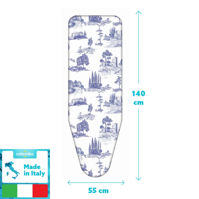 Colombo Tuscan Summer - Bügelbrettbezug XL, 140×55 cm – Zweischicht-Bügeltischbezug aus Bio-Baumwolle & dickem Molton, mit Clip, Made in Italy