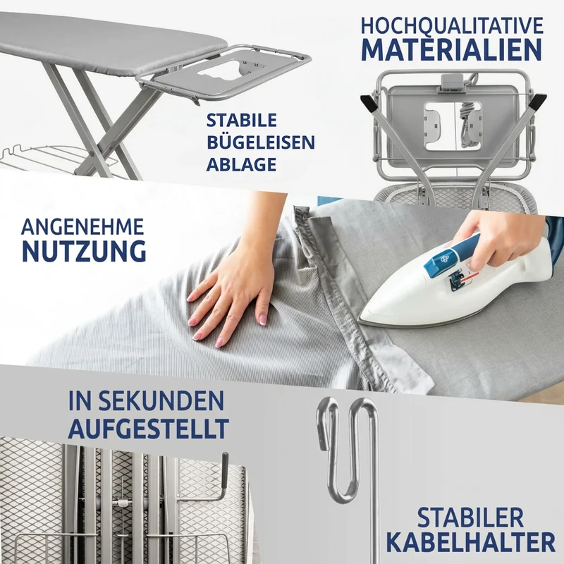 STAHLMANN® XXL-Bügelbrett 120×40 cm – für Dampfbügelstation