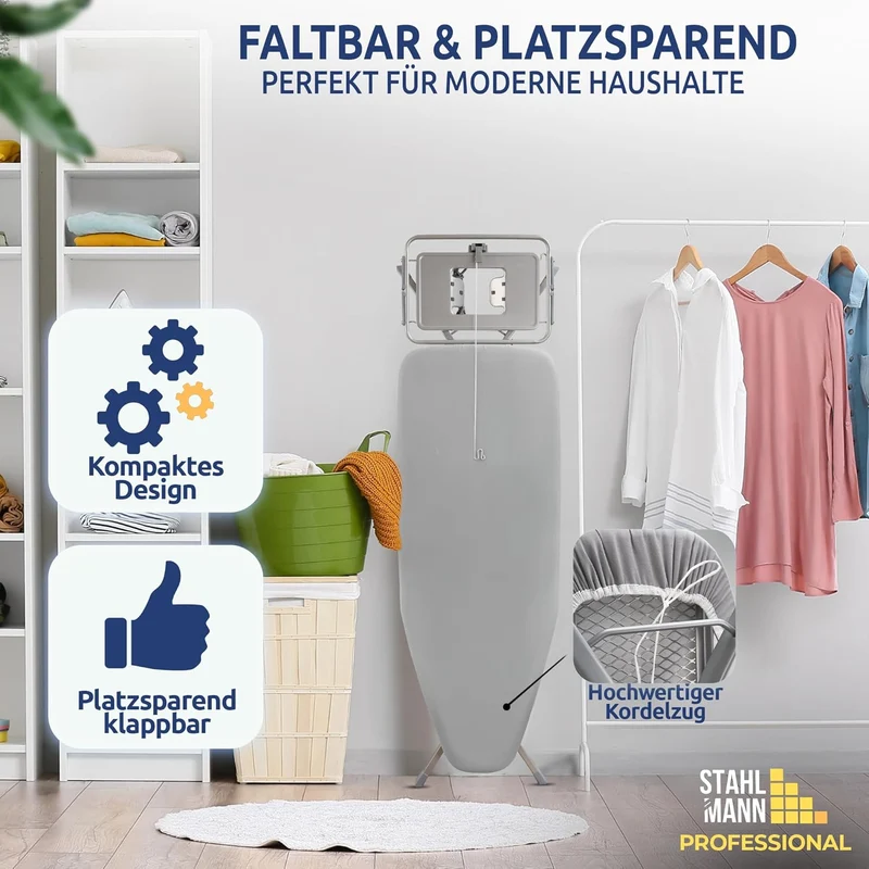 XXL-Bügelbrett 130×48 cm – für Dampfbügelstation