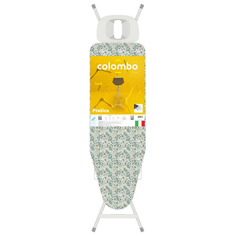 Colombo PRATICA – Klappbares Bügelbrett mit Bügelfläche 120 × 40 cm, 6 Höhenpositionen bis 95 cm, Made in Italy