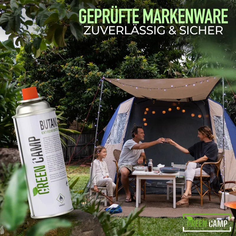 12 x Greencamp® Butangaskartuschen – 227 g – umweltbewusst, sicher & zuverlässig