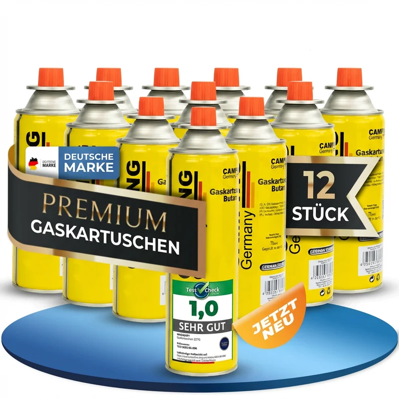 Butangaskartuschen 227g – Gaskocher Innenraum & Stromausfall – 100% dicht mit Sicherheitsventil