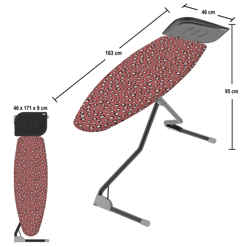 Colombo ATLANTIC – Höhenverstellbares Bügelbrett mit Kleiderbügelhalter, bis 95 cm, Bio-Baumwollbezug, Made in Italy