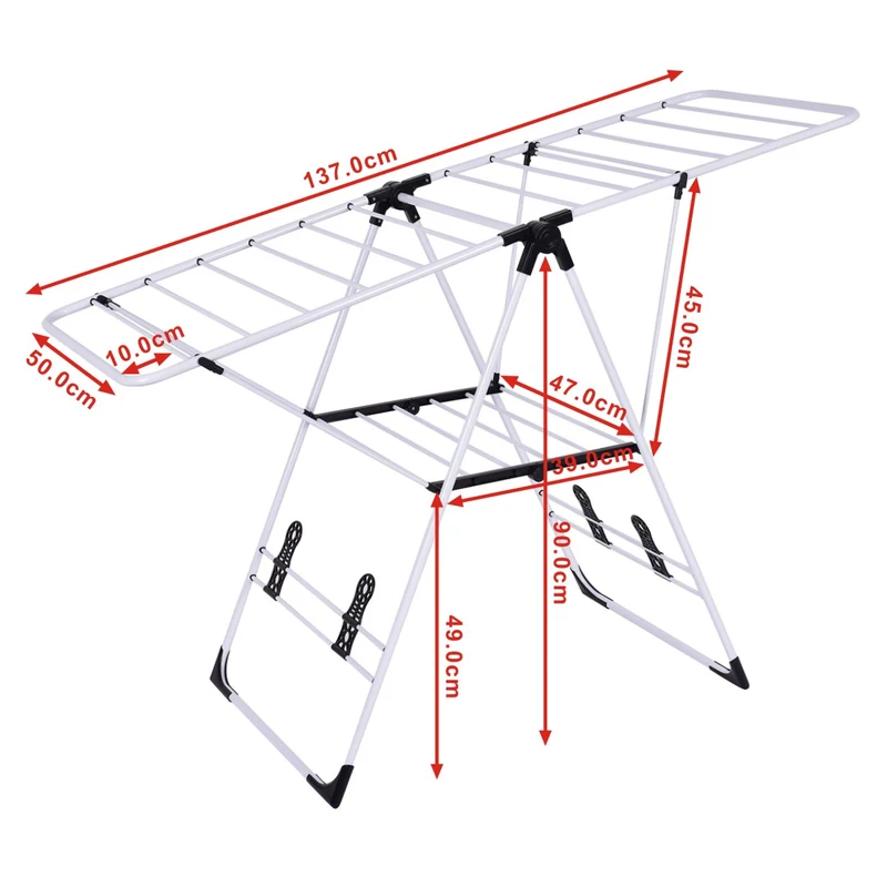 Costway - Wäscheständer, Wäschetrockner, Wäscheständer Platzsparend, Flügelwäschetrockner, Wäscheständer Klappbar, 2-Schichten-Design, Edelstahl
