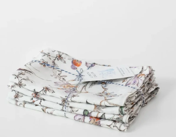 Linen Tales Leinen-Servietten, Zero Waste, 4er-Set, verschiedene Farben und Designs