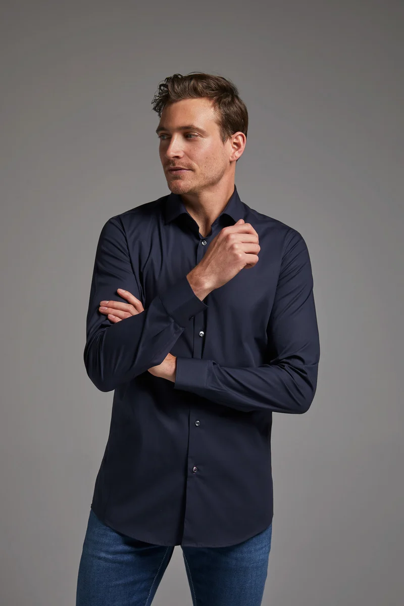 Hemd Body Fit Stretch Navy