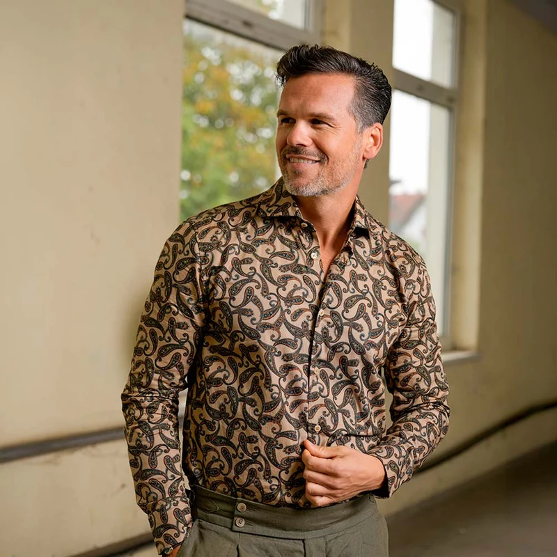 Hemd Modern Fit Paisley Beige