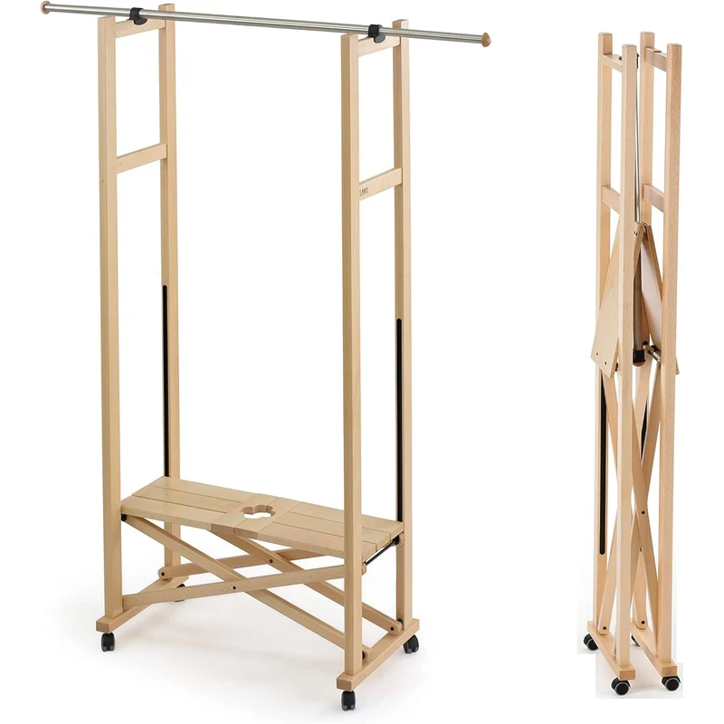 ARIT ELIOS - Garderobe, Kleiderständer Holz, Garderobenständer Holz, Kleiderständer Klappbar, Kleiderständer Ausziehbar, Farbe Naturlich