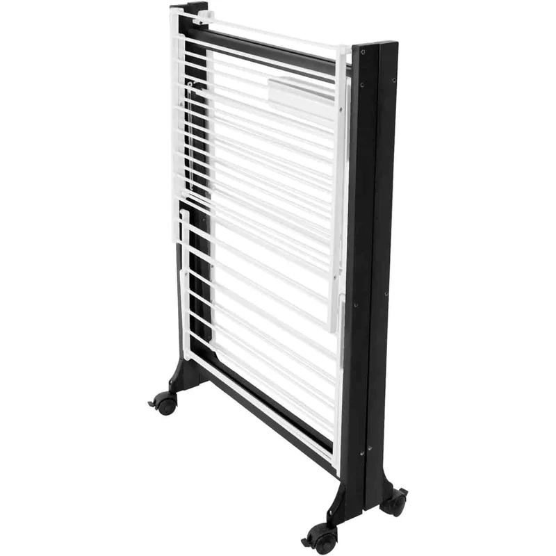 Arit Aliante - Wäscheständer Ausziehbar, Klappbar, Made in Italy, Flügelwäschetrockner, mit Rädern, 23 M leine, aus Buche, Aluminium, Schwarz