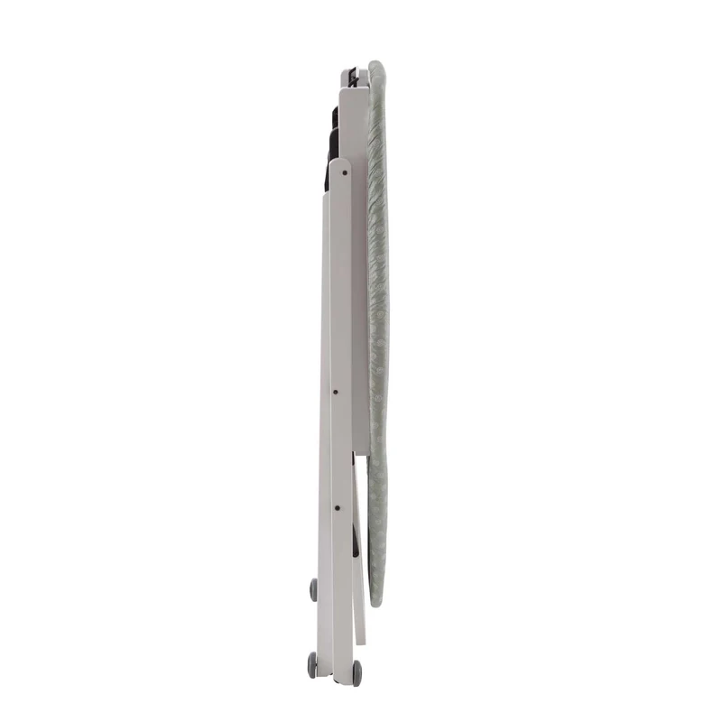 STIROCOMODO - Bügelbrett, Bügeltisch, Holz, Klappbar, Höhenverstellbar: 84-88-91-93 cm, auf Rädern, verschiebbarer Bügeleisenhalter, Buche, Weiß