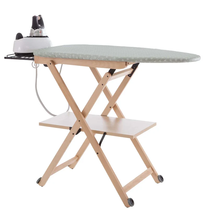 ARIT STIROCOMODO - Bügeltisch, Bügelbrett Holz, Gestell aus massiver Buche, Bügelbrett Klappbar, Höhenverstellbar 84 -93 cm, auf Rollen, Made in Italy