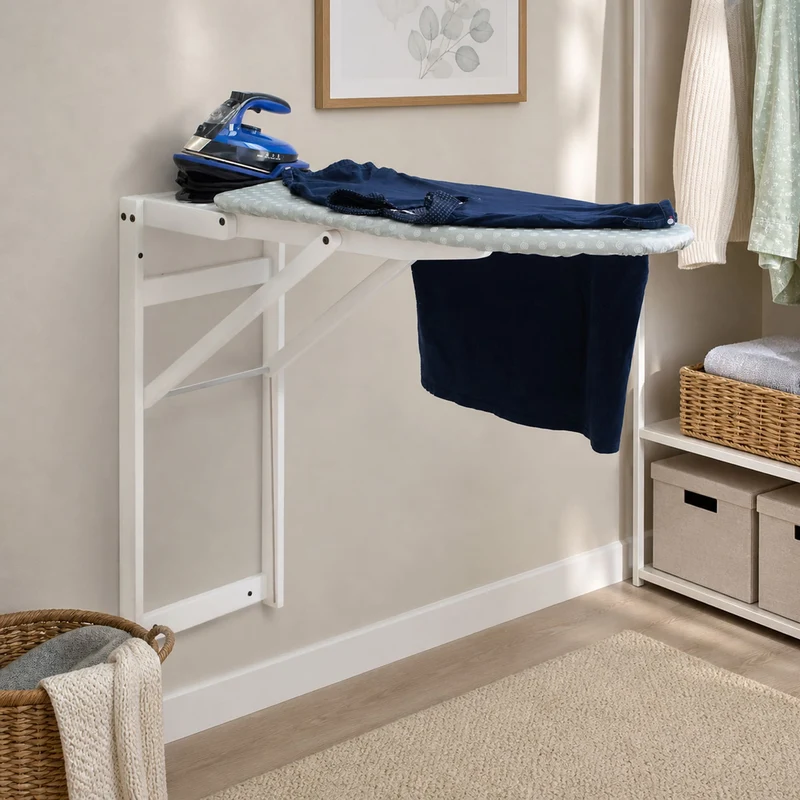 ARIT STIROJOLLY – Klappbares Wandbügelbrett aus Buchenholz, Bügelfläche 86 × 38 cm, Weiß, Made in Italy