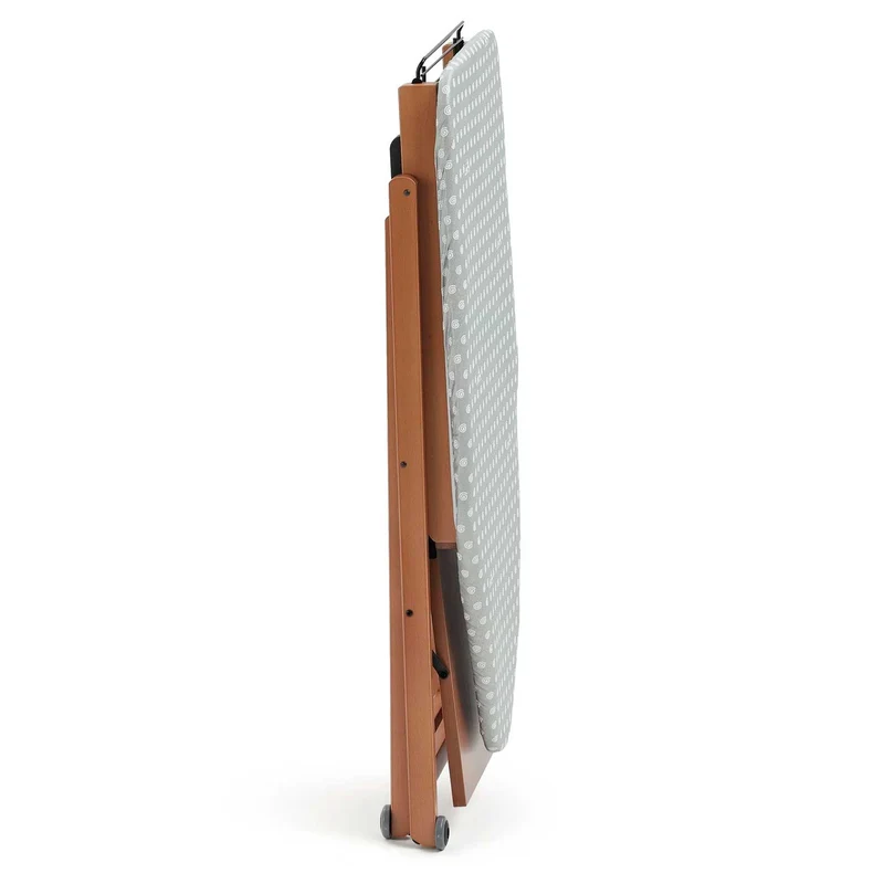STIROCOMODO - Bügeltisch, Bügelbrett, Holz, Klappbar, Höhenverstellbar: 84-88-91-93 cm, auf Rädern, verschiebbarer Bügeleisenhalter, Buche, Kirschbaum