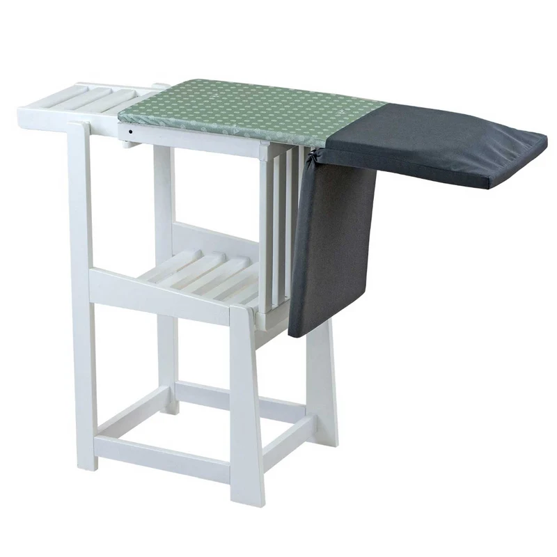ARIT SINFONIA - Bügelbrett, Stuhl, 2-in-1, Bügeltisch, mit Arbeitsplatte 81 x 35 cm und Bügeleisenhalter, Kissen mit Rückenlehne, Holz, Weiß