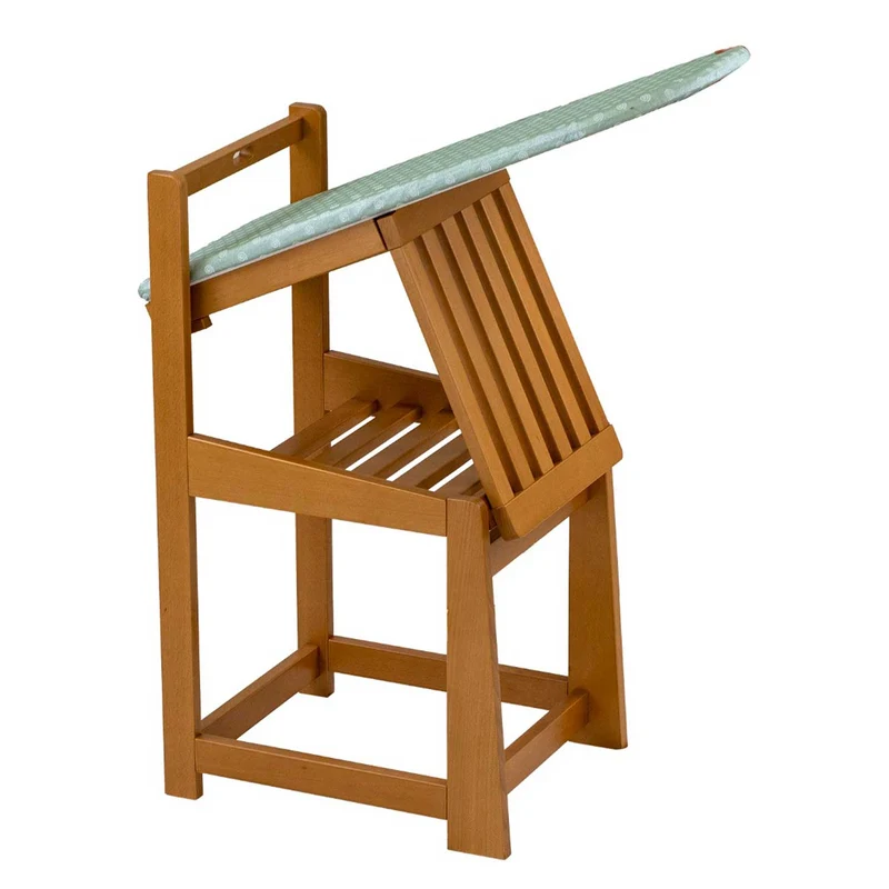 ARIT SINFONIA - Bügelbrett, Bügelbrett Stuhl, 2-in-1, Bügeltisch, mit Arbeitsplatte 81 x 35 cm und Bügeleisenhalter, Kissen mit Rückenlehne, Holz, Kirsch