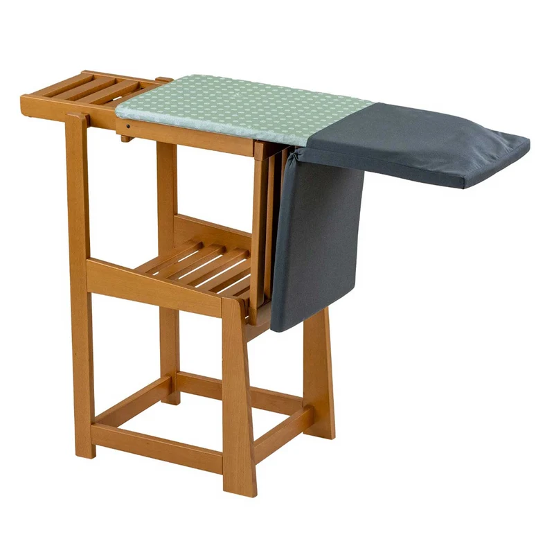 ARIT SINFONIA - Bügelbrett, Bügelbrett Stuhl, 2-in-1, Bügeltisch, mit Arbeitsplatte 81 x 35 cm und Bügeleisenhalter, Kissen mit Rückenlehne, Holz, Kirsch