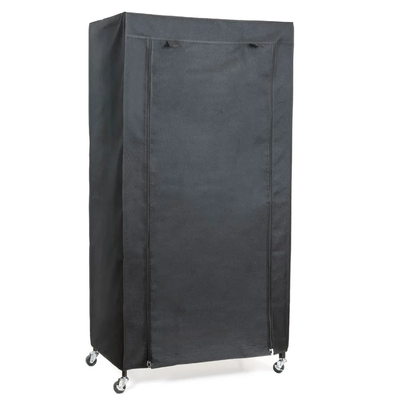 art moon Buffalo Schwerlast Faltschrank auf Rollen, bis 70kg, Kellershrank, Stoffschrank Stabil, Kleiderständer mit Ablage + Hülle, Stahl, Schwarz