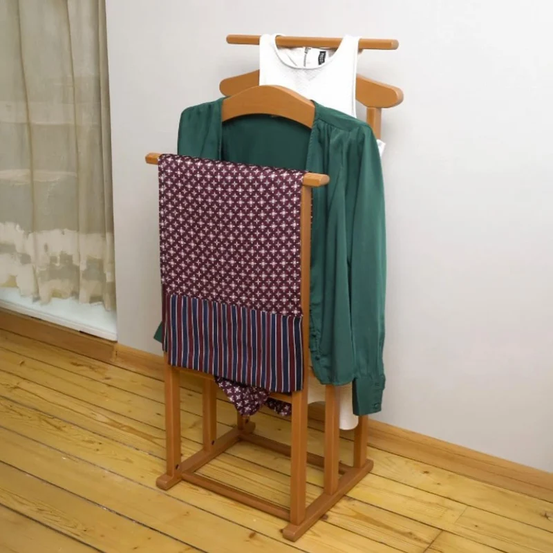 Tatkraft Duke - Herrendiener Modern, Herrendiener für Frauen, Made in Italy, 2 Kleiderbügeln und 2 Hosenstangen, Herrendiener Holz, Kirschbaum