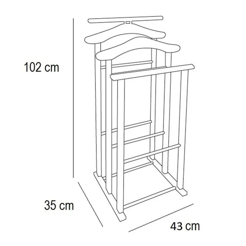 Tatkraft Duke - Herrendiener Modern, Herrendiener für Frauen, Made in Italy, 2 Kleiderbügeln und 2 Hosenstangen, Herrendiener Holz, Kirschbaum