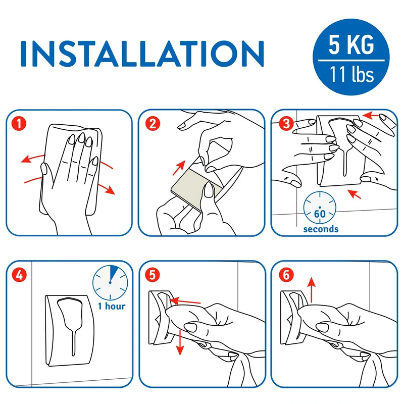 Tatkraft Ida – Selbstklebende Handtuchklemmen, 4 Stück, Edelstahl, ohne Bohren