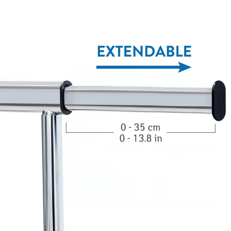 Tatkraft Bull - Schwerlast Kleiderständer, mit Schuhablage, Garderobenwagen, Verstellbar, Kleiderstange Rollbar, Chrom Stahl