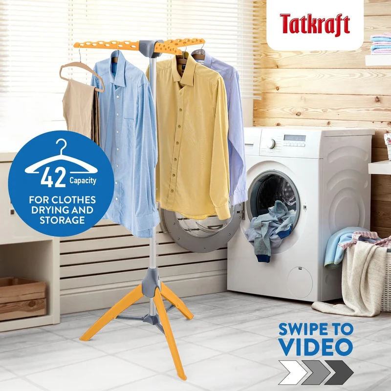 Tatkraft Palm - Wäscheständer, Wäscheständer Platzsparend, Wäscheständer Klappbar, Wäscheständer für Hemden, für 42 Kleiderbügel