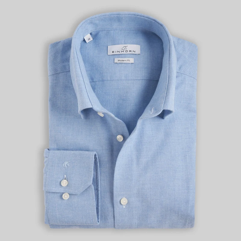 Flanellhemd Modern Fit Hellblau