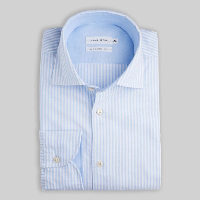 Oxfordhemd Modern Fit Hellblau mit Streifen