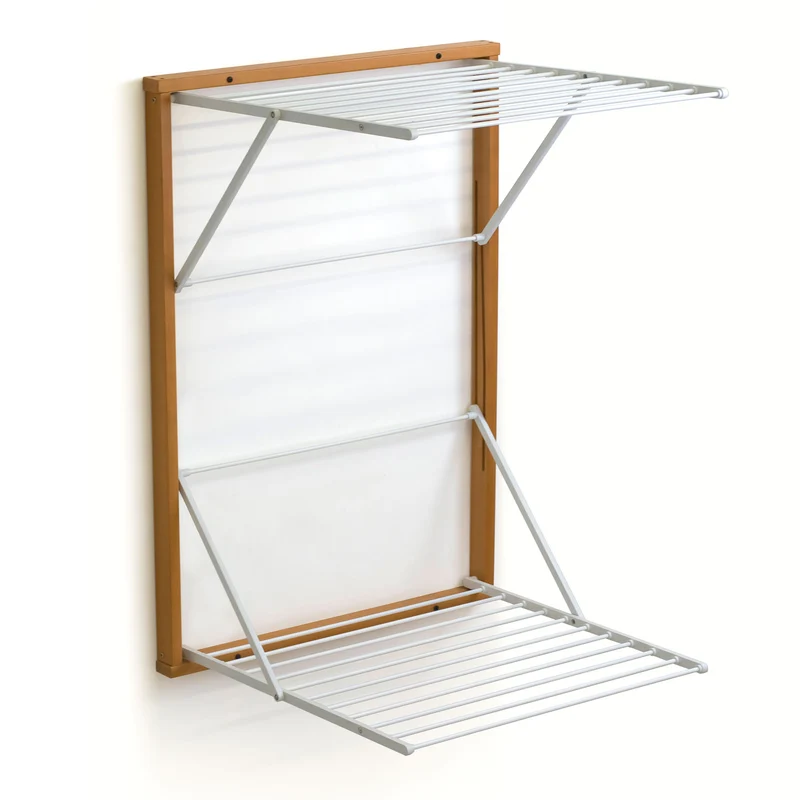 ARIT KORAL – Wandwäscheständer, Wandwäschetrockner, Trockengestell für die Wand, 13 Meter Wäscheleine, inklusive 4 Dübel, Farbe Kirsche