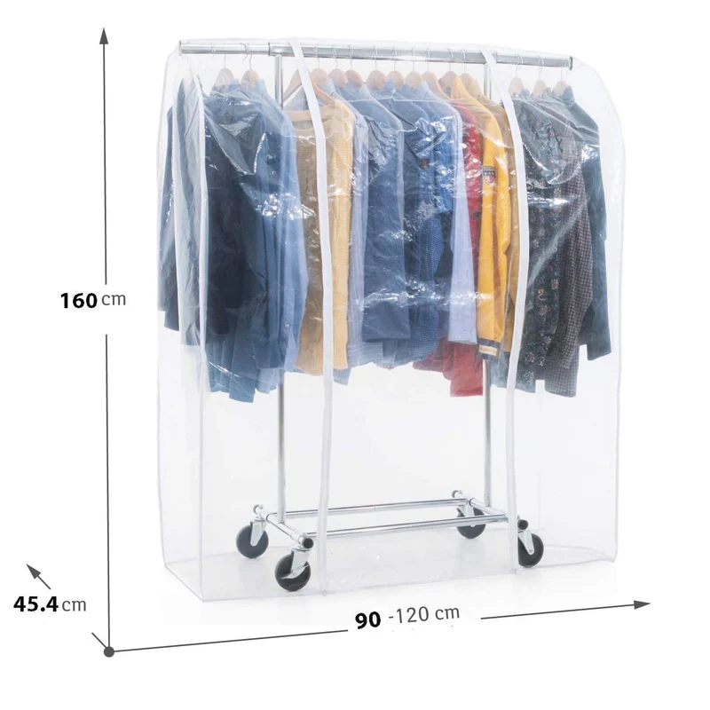 Tatkraft Darren & Protector – Schwerlast-Kleiderständer mit Schutzhülle gegen Feuchtigkeit, Spritzwasser und UV-Strahlen, bis 100 kg, auf Rollen