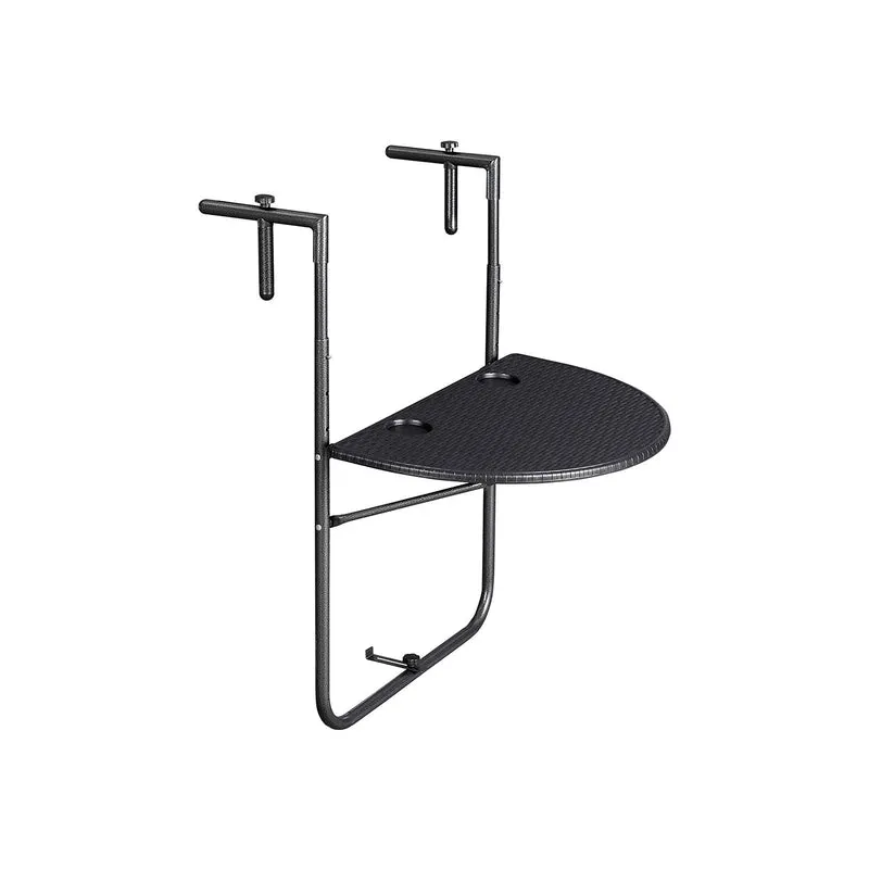 Balkonhängetisch Polyrattan Schwarz