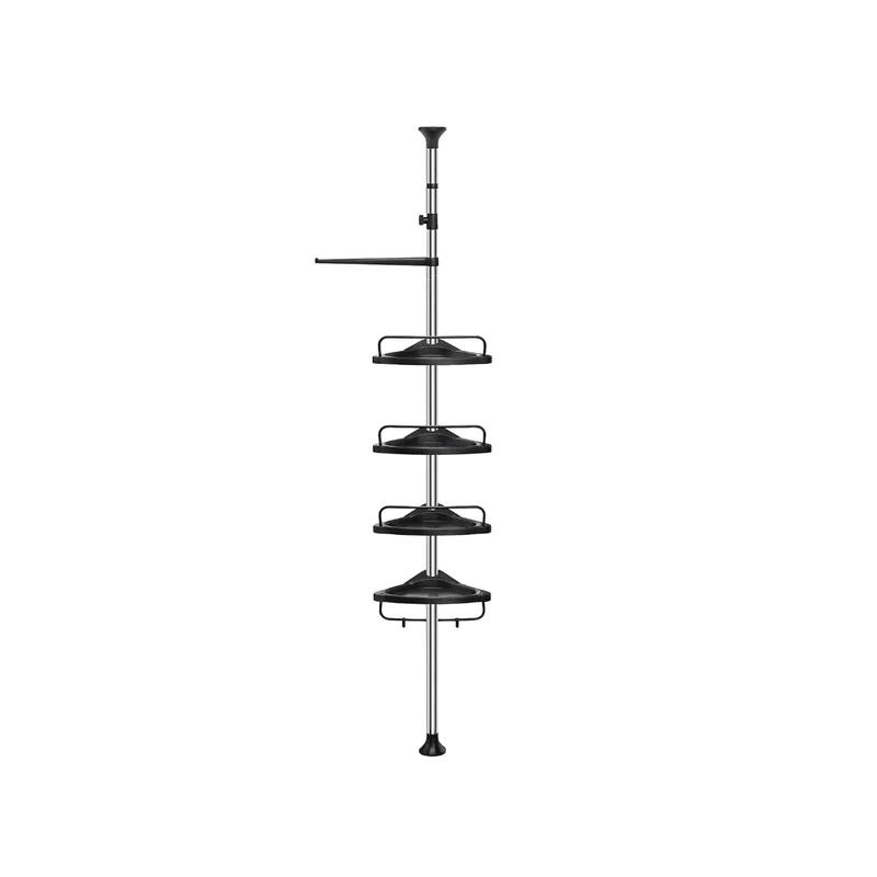 Duschregal höhenverstellbar 95-300 cm aus Edelstah silbern-schwarz