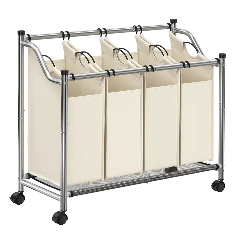 Wäschesammler mit 4 abnehmbaren Stofftaschen