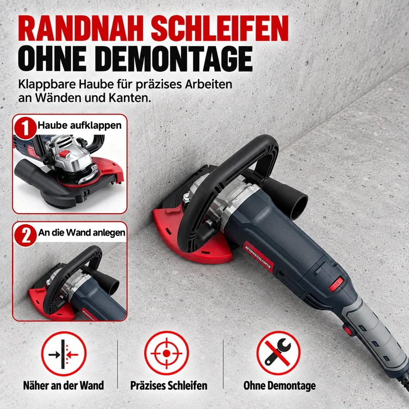 XIIW Winkelschleifer 2100W, 125 mm, 3000–9000 U/min, mit Staubabsaugung & Diamant-Schleiftopf