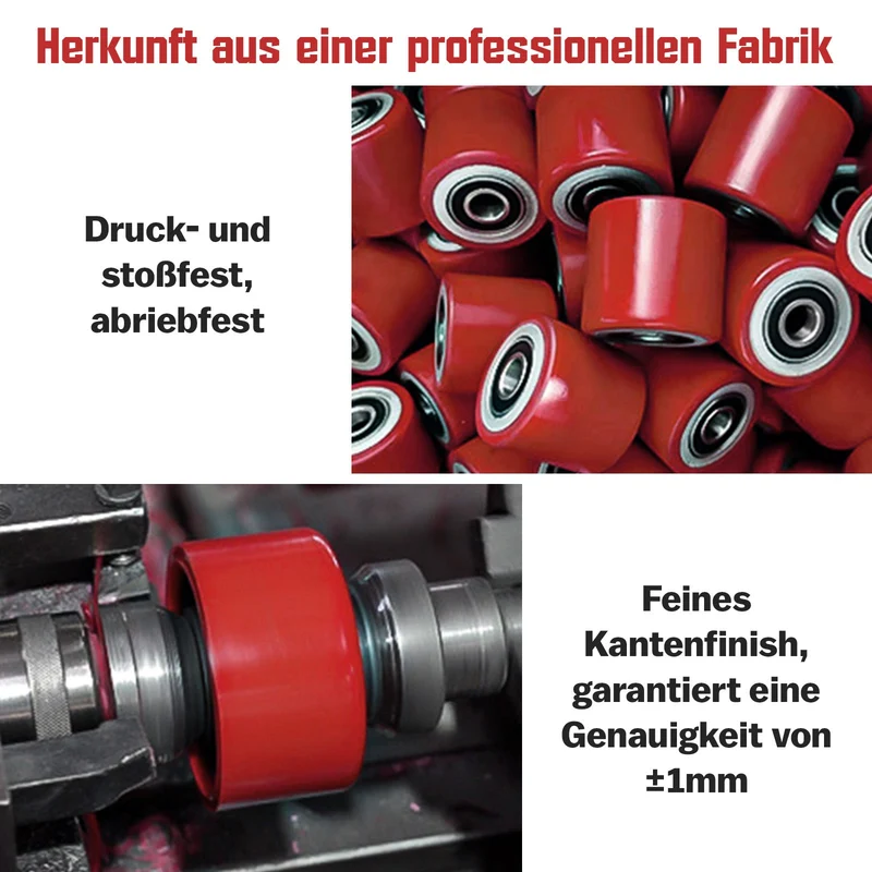 XIIW 2x PU Hubwagenrollen 80x50 mm Rot, Achse 20 mm, Ersatzrollen für Handhubwagen, bis 500 kg pro Rolle