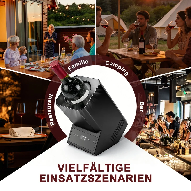 XIIW Elektrischer Weinkühler mit Touchscreen 5-18℃ | Leiser Flaschenkühler 39dB für Wein & Champagner | Smarter Weintemperierer Schwarz