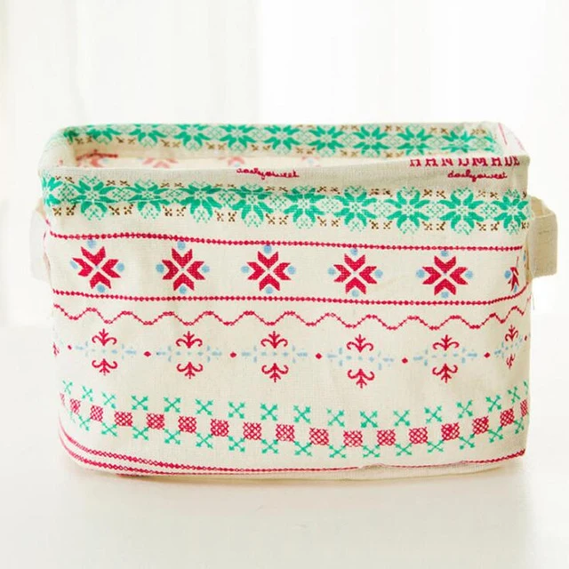 Cute Printing Cotton Linen Desktop Storage Organizer Sundries Storage Box Cabinet Underwear Storage Basket Fast Shipping