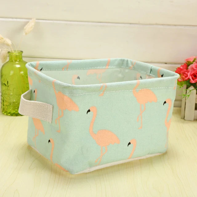 Cute Printing Cotton Linen Desktop Storage Organizer Sundries Storage Box Cabinet Underwear Storage Basket Fast Shipping