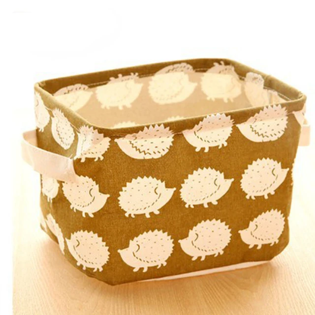 Cute Printing Cotton Linen Desktop Storage Organizer Sundries Storage Box Cabinet Underwear Storage Basket Fast Shipping