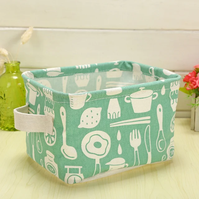 Cute Printing Cotton Linen Desktop Storage Organizer Sundries Storage Box Cabinet Underwear Storage Basket Fast Shipping