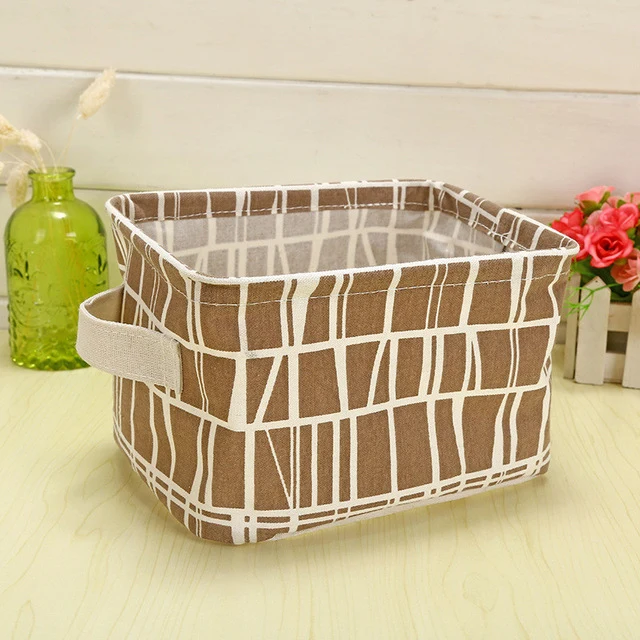 Cute Printing Cotton Linen Desktop Storage Organizer Sundries Storage Box Cabinet Underwear Storage Basket Fast Shipping