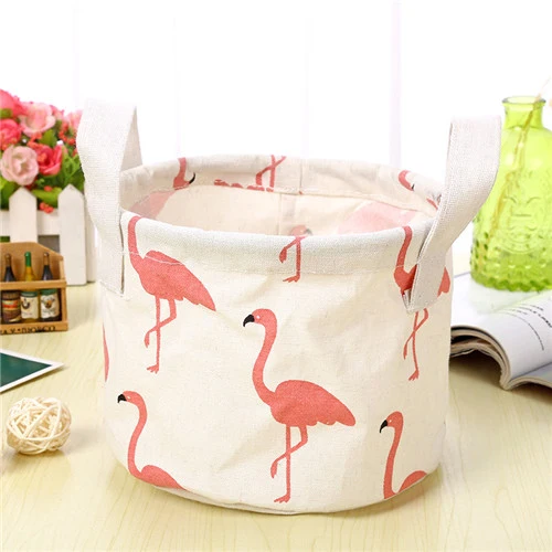 Cute Printing Cotton Linen Desktop Storage Organizer Sundries Storage Box Cabinet Underwear Storage Basket Fast Shipping