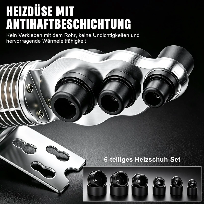 XIIW Muffenschweißgerät 1500 W, Digitalanzeige, 6 Heizschuhe Ø20–63 mm für PPR, PE, PB und PERT