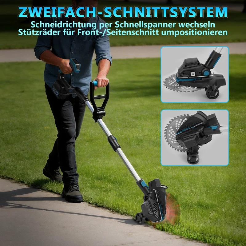XIIW 7-in-1 Akku Rasentrimmer Bürstenlos | Multifunktions-Freischneider inkl. 2x 4.0Ah Akku | Unkrautbürste & Motorsense kompatibel mit 18V Akku