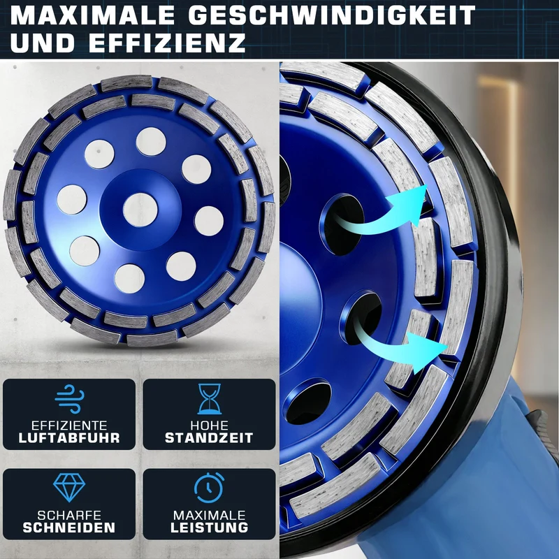 Premium Diamant-Turboschleifscheibe 100 mm mit 20 mm Bohrung für Winkelschleifer