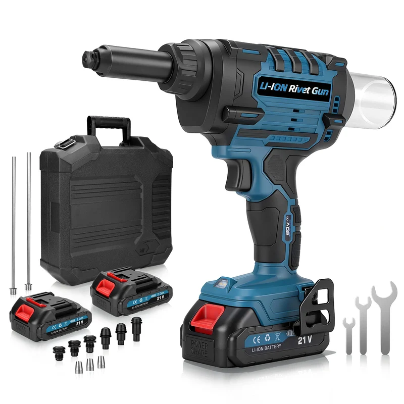 21V Cordless Rivet Gun Brushless 10kN Electric Rivet Tool for Aluminum Steel Stainless Steel