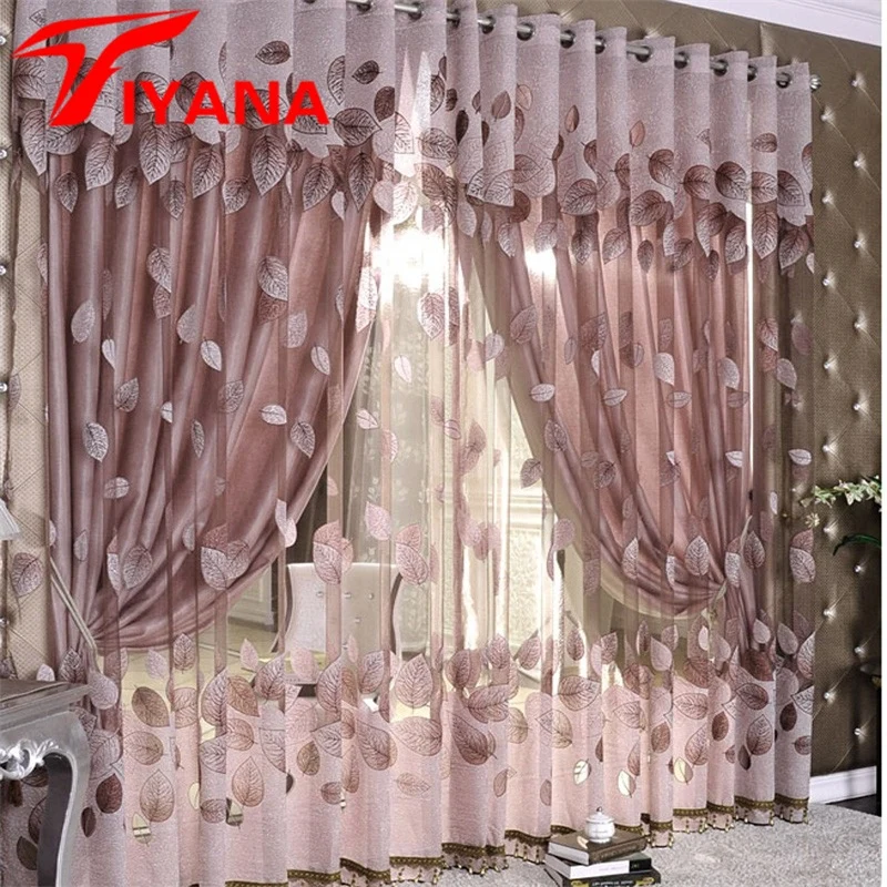Luxury Modern Leaves Designer Curtain Tulle Window Sheer Curtain For Living Room Bedroom Kitchen Window Screening Panel P347Z30