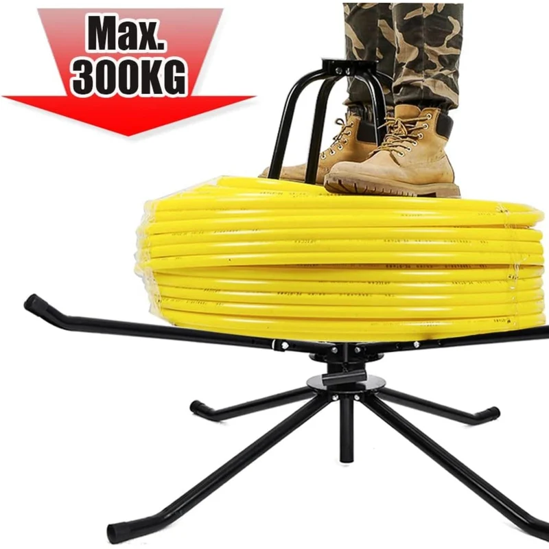 Robuster Rohrhaspel aus Stahl – Abrollgerät für Fußbodenheizungsrohre 16-32 mm, geeignet für PERT, PEX und AL/PEX bis 600 m